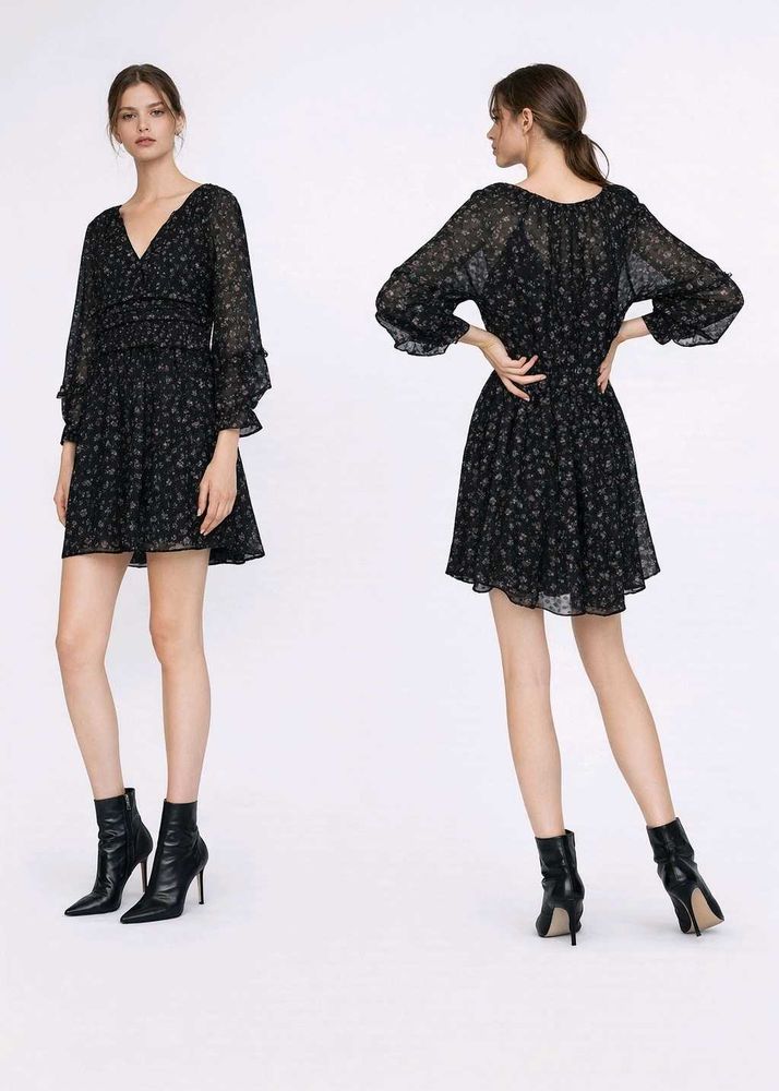 ZARA Sheer Floral Swiss Dot Dress – Size Medium