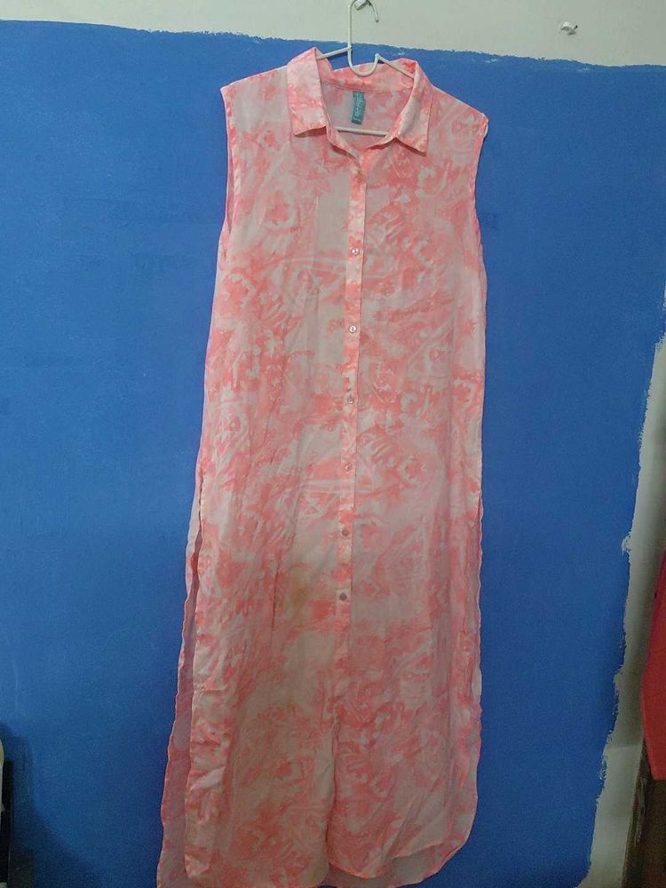 Pink Floral Sleeveless Tunic