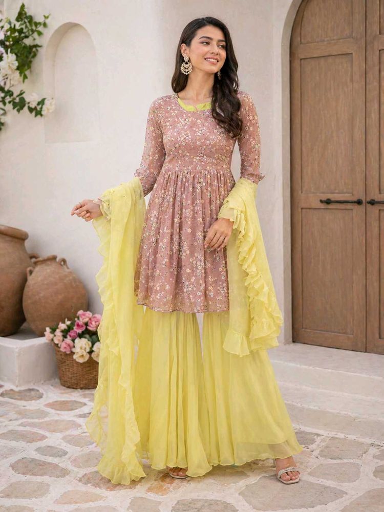 Sharara Frock With Dupatta