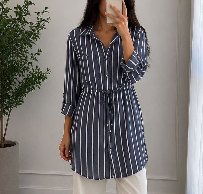 Long Blue Striped Shirt