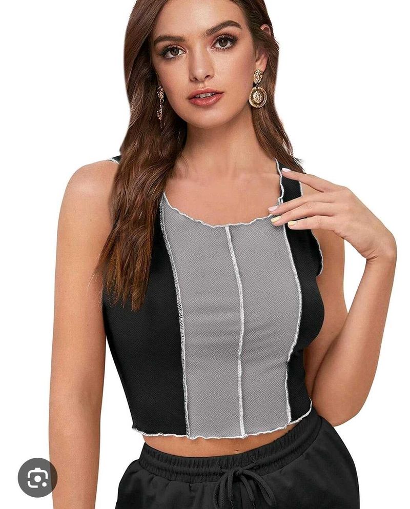 Trendy Color Block Crop Top