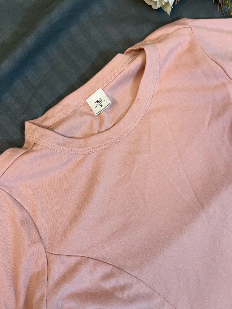 Light Pink Short Sleeve A-Line Dress