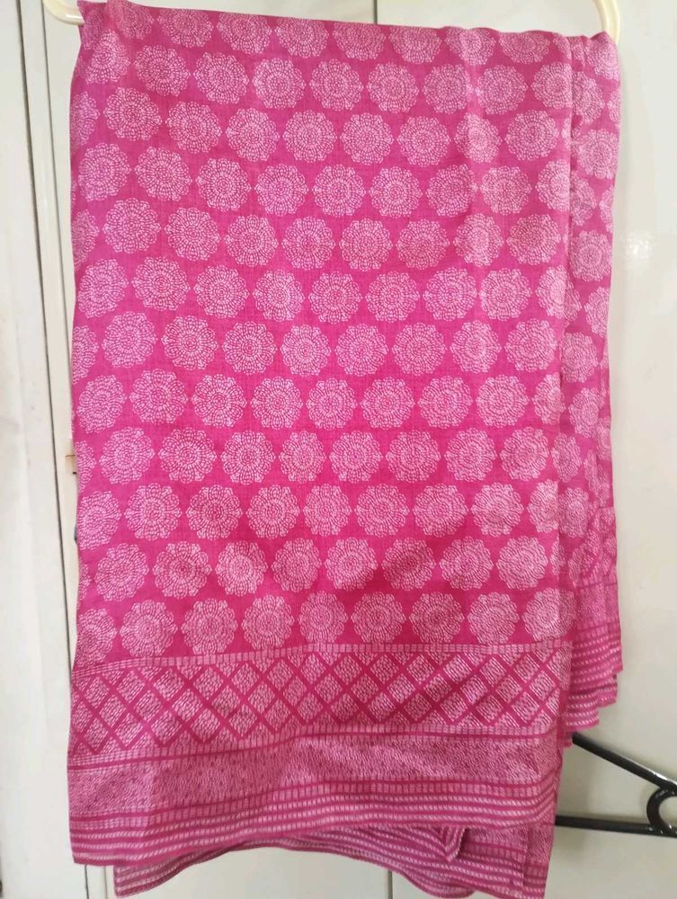 Vibrant Pink Saree with Intricate Prints