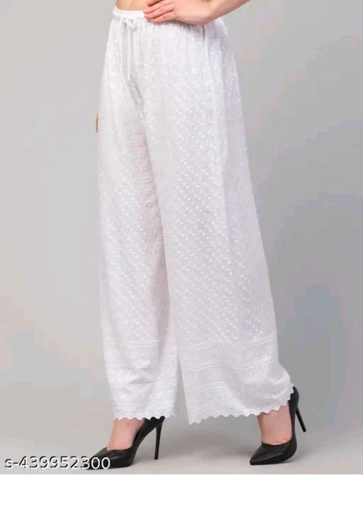 White Chikankari Palazzos