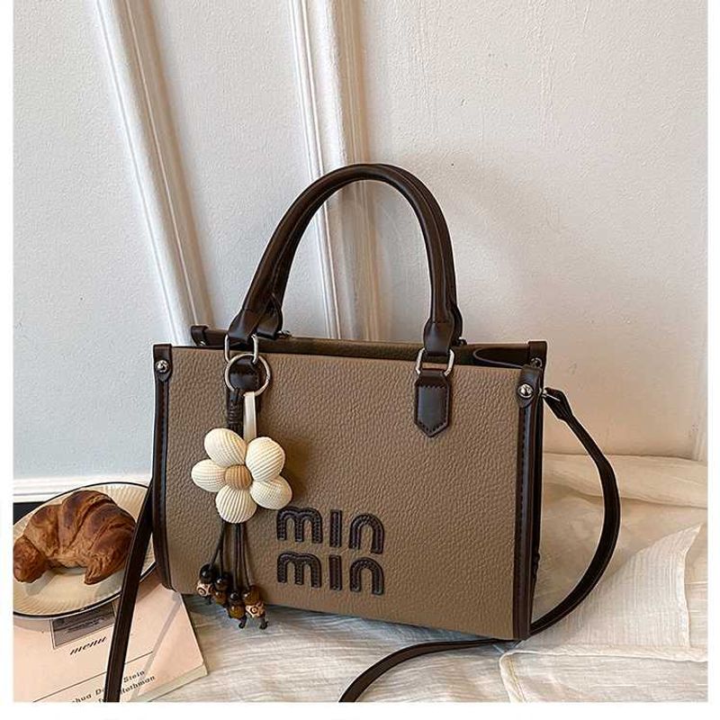 Stylish Taupe Tote Bag with Charm