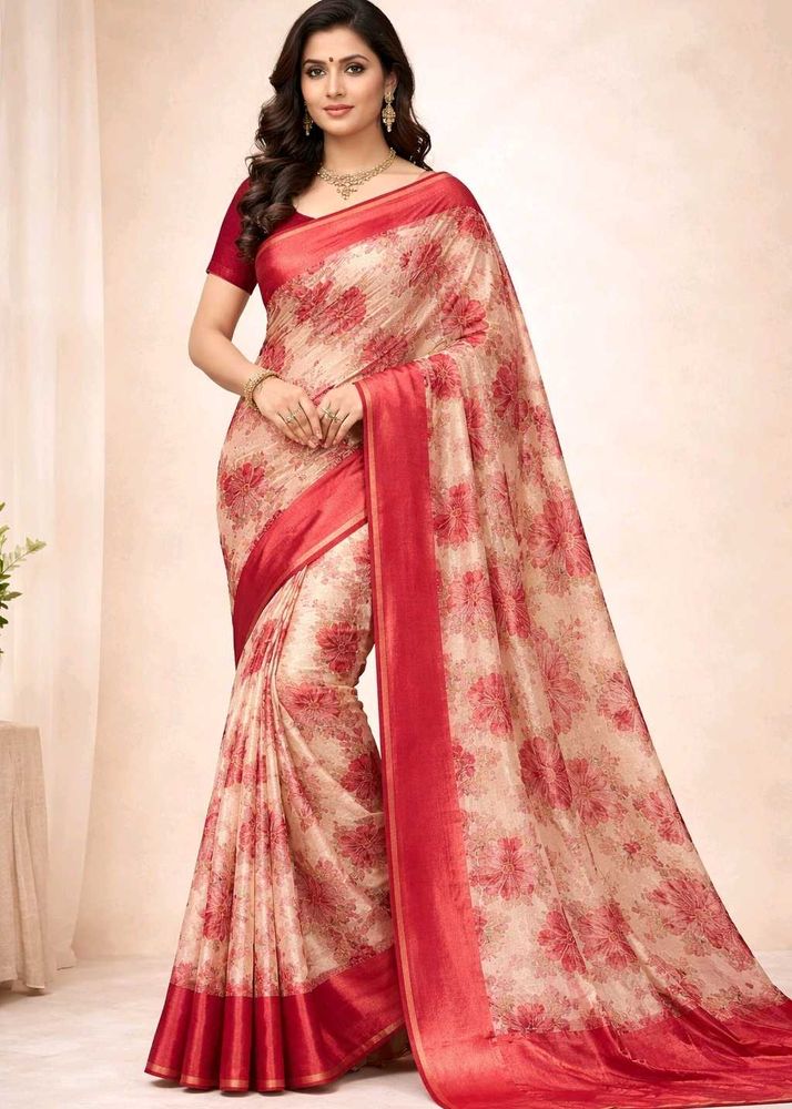 Floral Print Saree with FREE Towel |