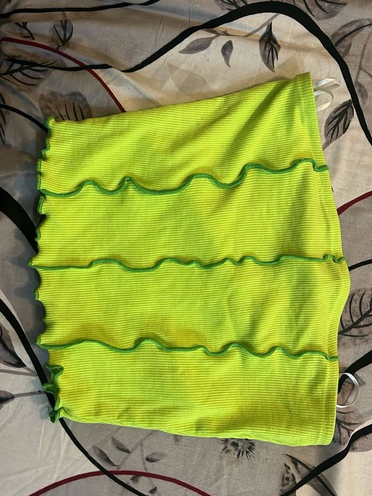 Neon Green Lettuce Trim Crop Top