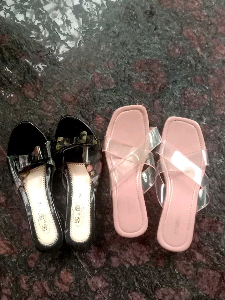 Stylish Transparent Strap Sandals combo set