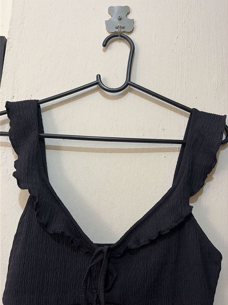 Cute Black Ruffled Crop dress