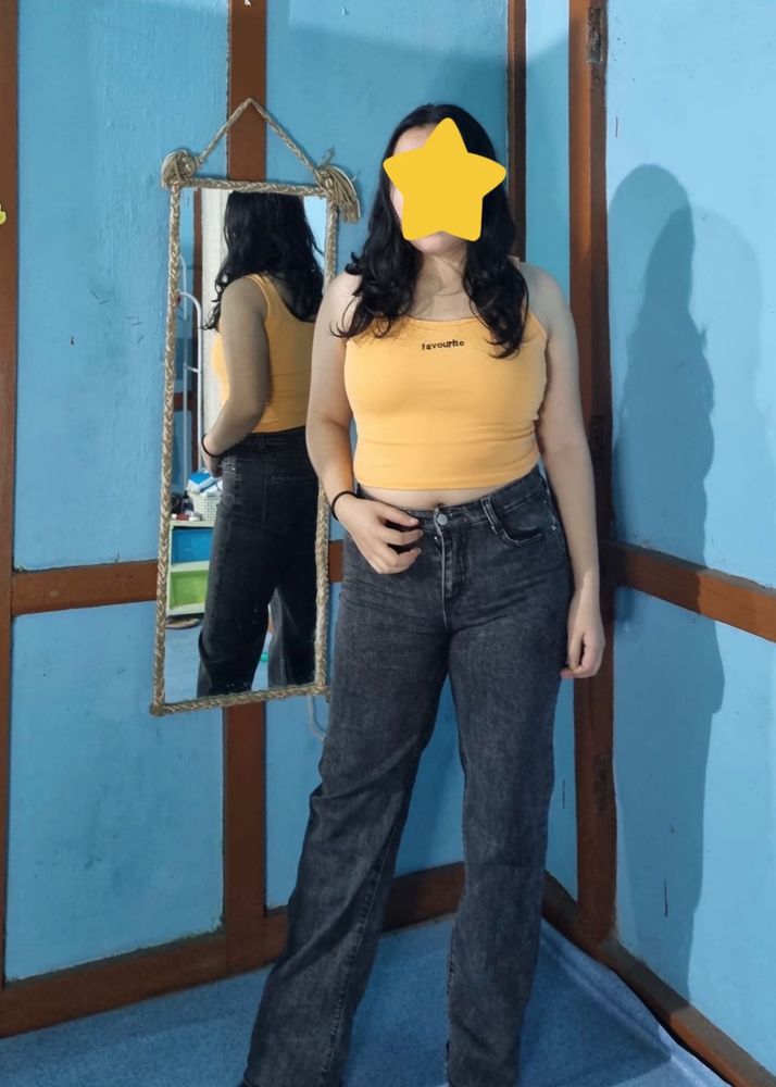 Casual Streetwear Set – Mustard Crop Tank Top &amp; Ch