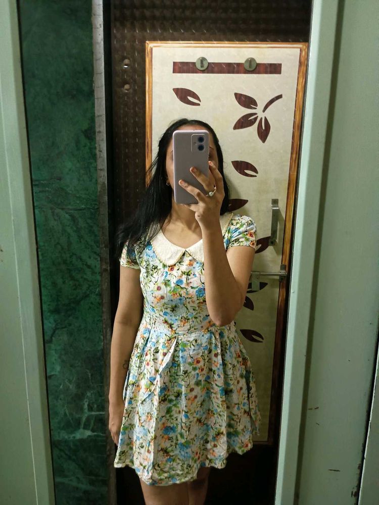 Floral Fit &amp; Flare Peter Pan Collar Dress