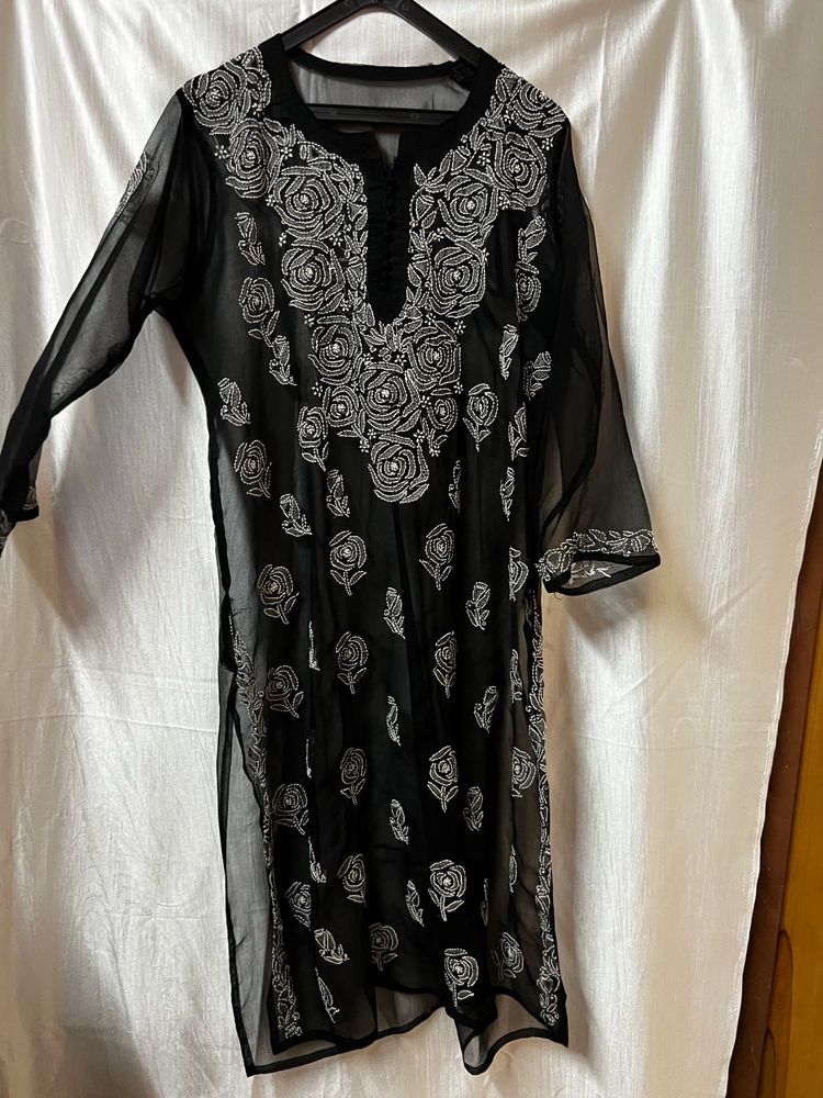 Elegant Black Chikankari Kurta