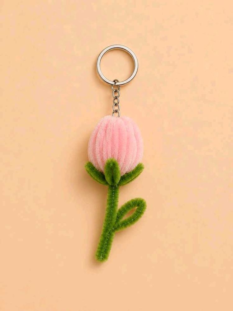 Cute Pink Flower Keychain
