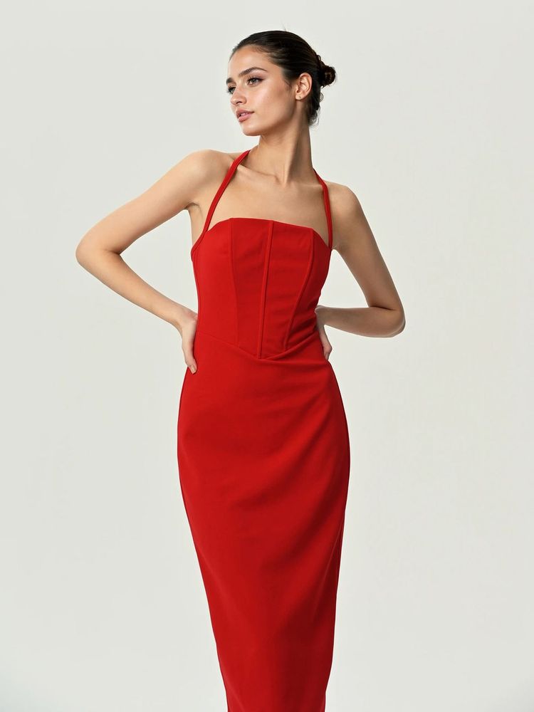 Stunning Red Halter Neck Dress