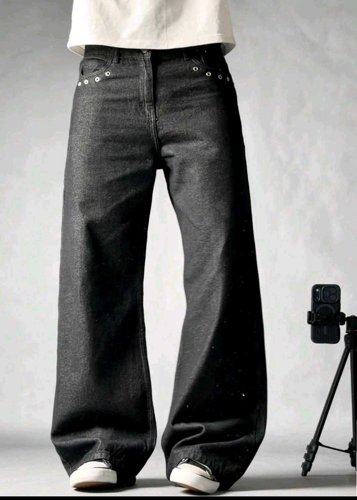 RAW Black Wide Leg Jeans