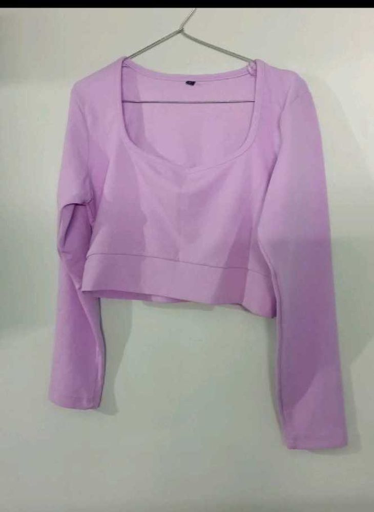 Lavender Cropped Long Sleeve Top