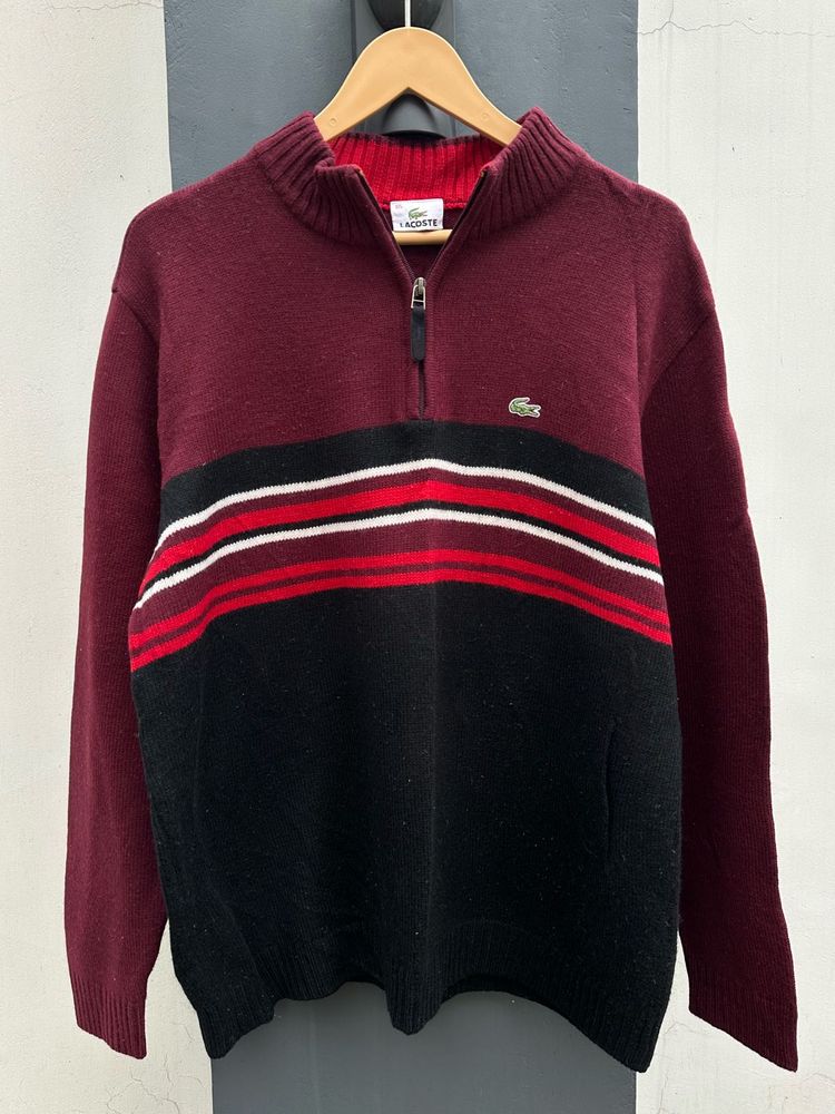 Lacoste Striped Half-Zip Sweater