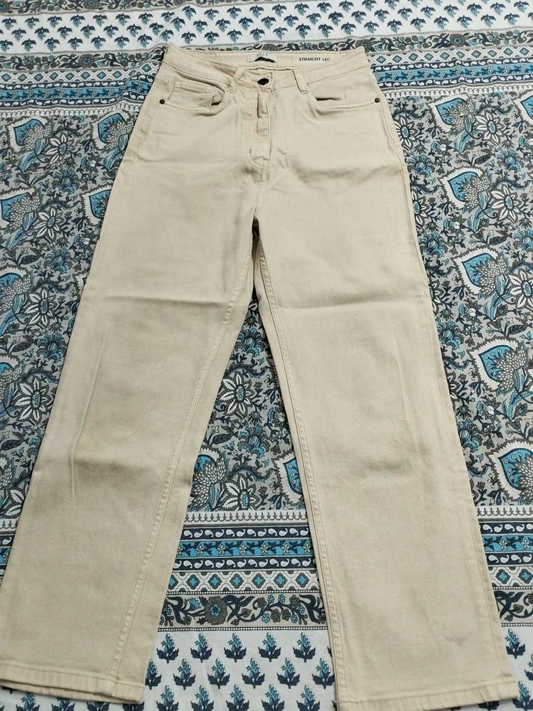 Y2K Beige Straight Leg Jeans