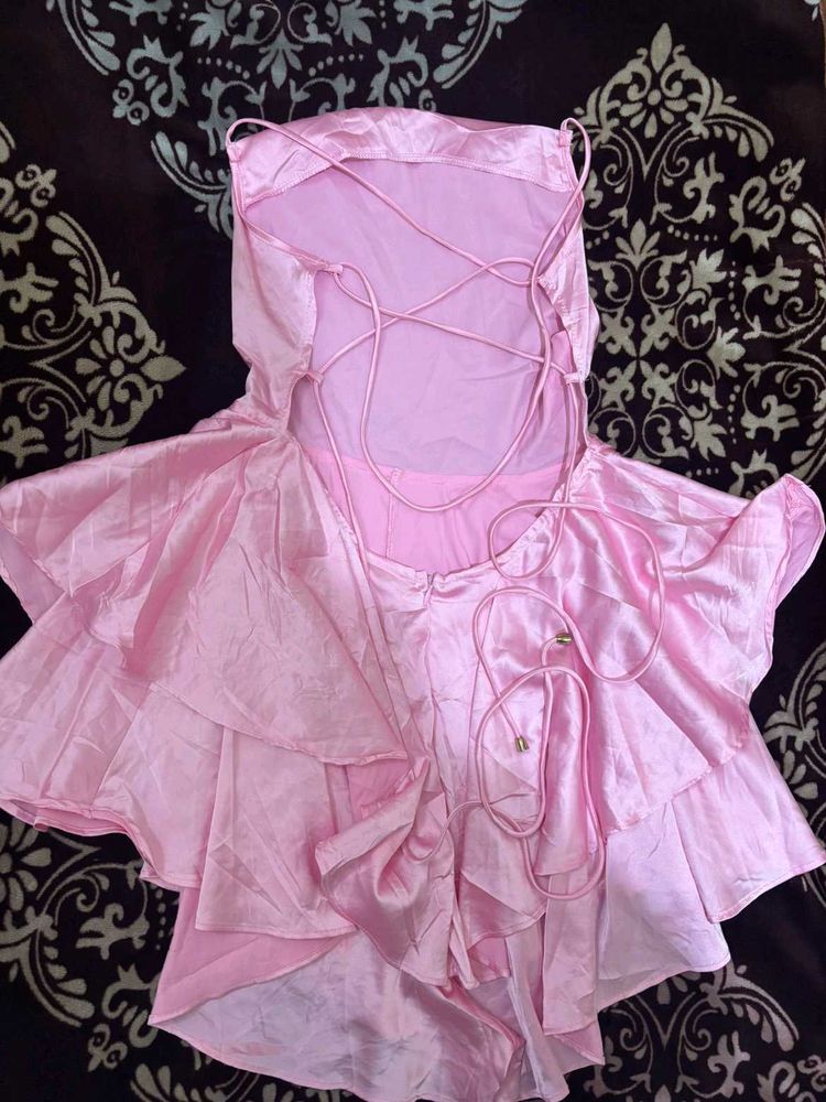 Chic Pink Ruffled Mini Dress