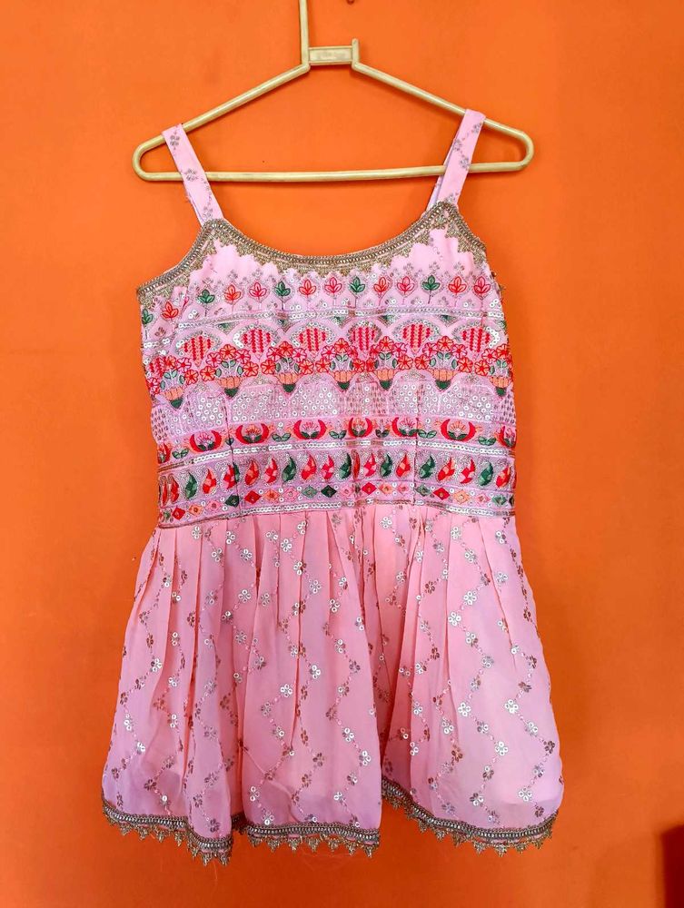 Stunning Pink Embroidered Sharara Set