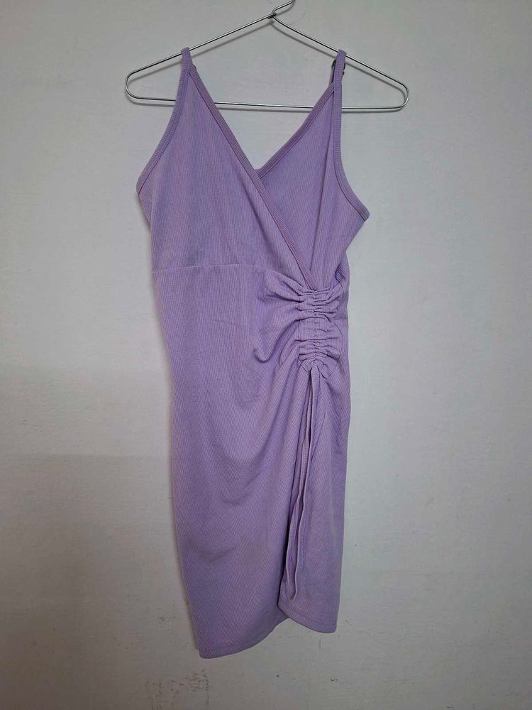 Lavender Ruched Mini Dress