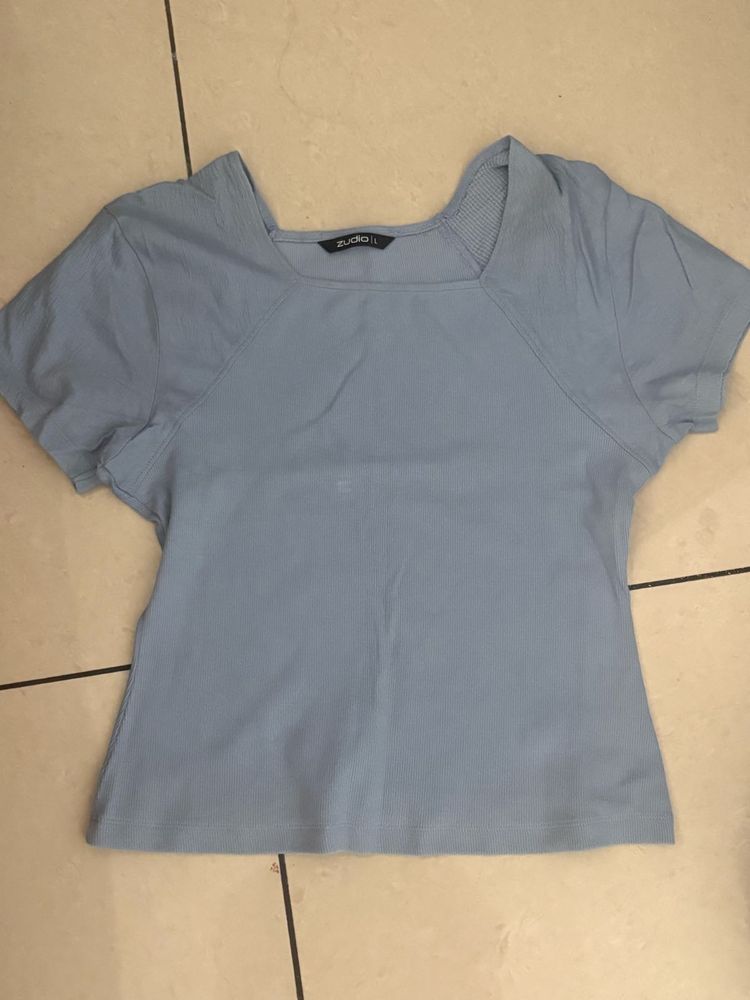 Stylish Blue Square Neck Top