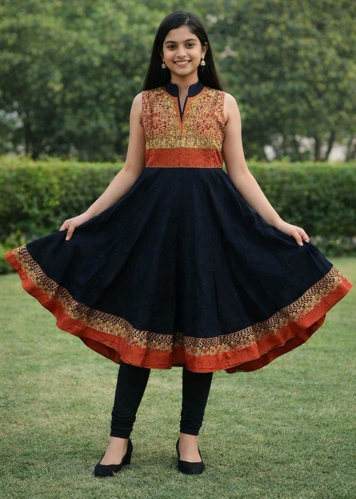 Ethnic black calf length Kurta