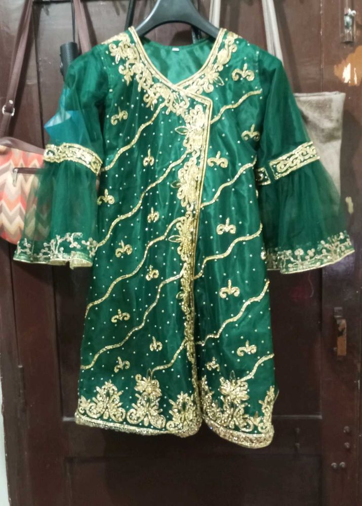 Emerald Green Embroidered sharara set
