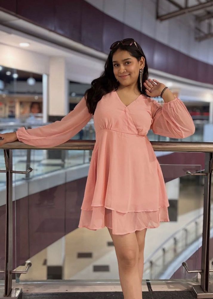 Chic Pink Ruffled Mini Dress