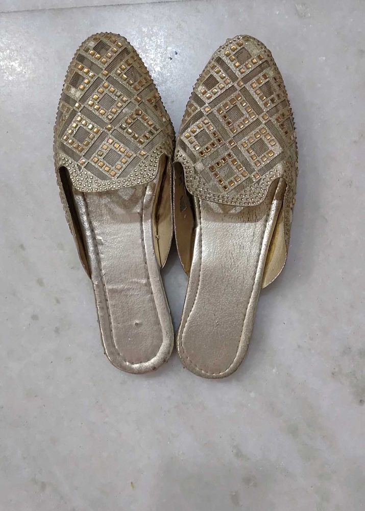 Embellished Gold  lady's flats