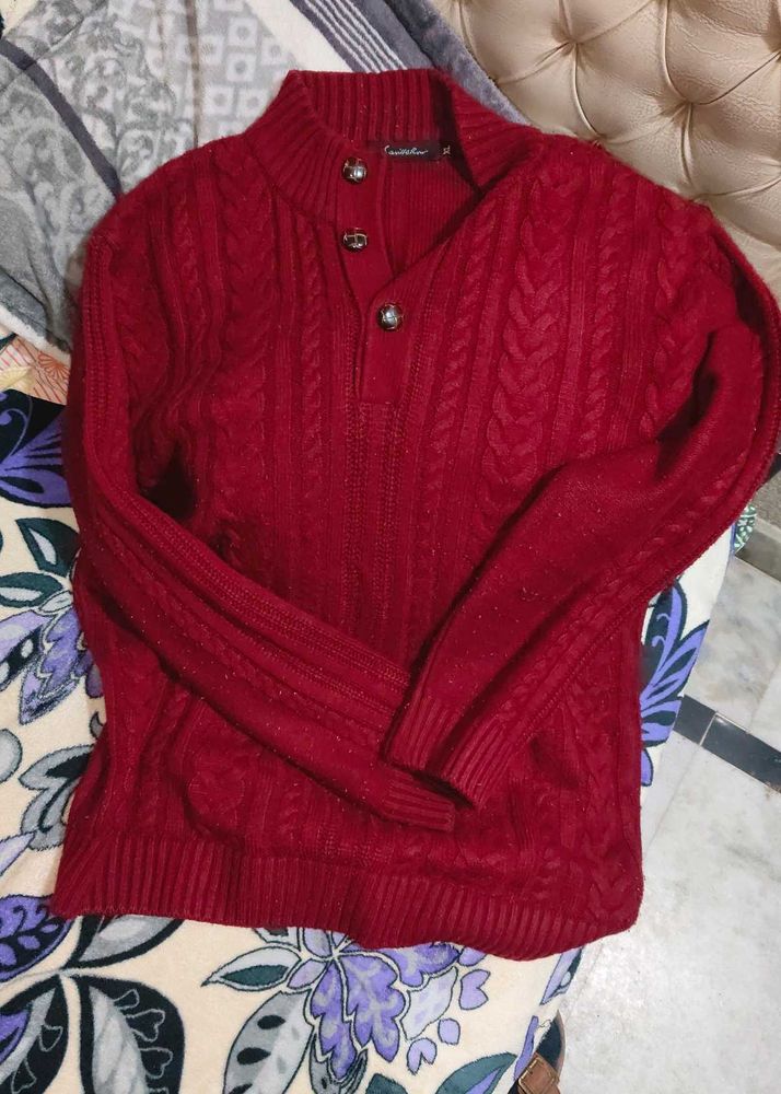 Burgundy Cable Knit Sweater