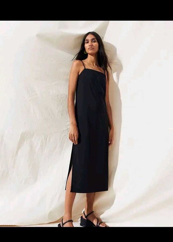 Elegant Black Midi Slip Dress