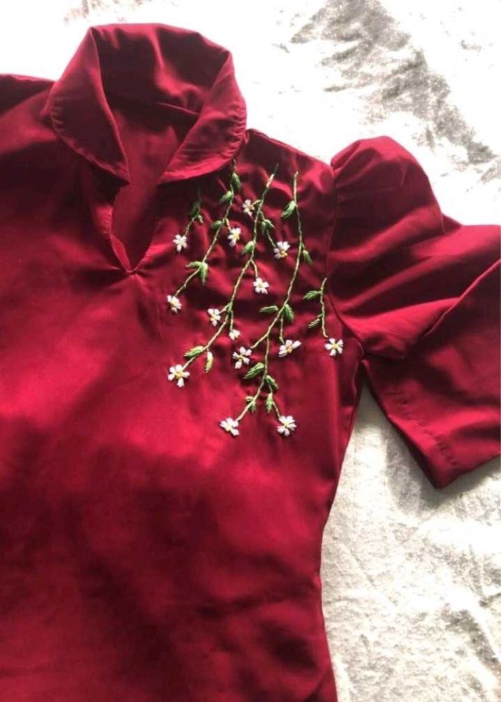 Burgundy Embroidered cord set