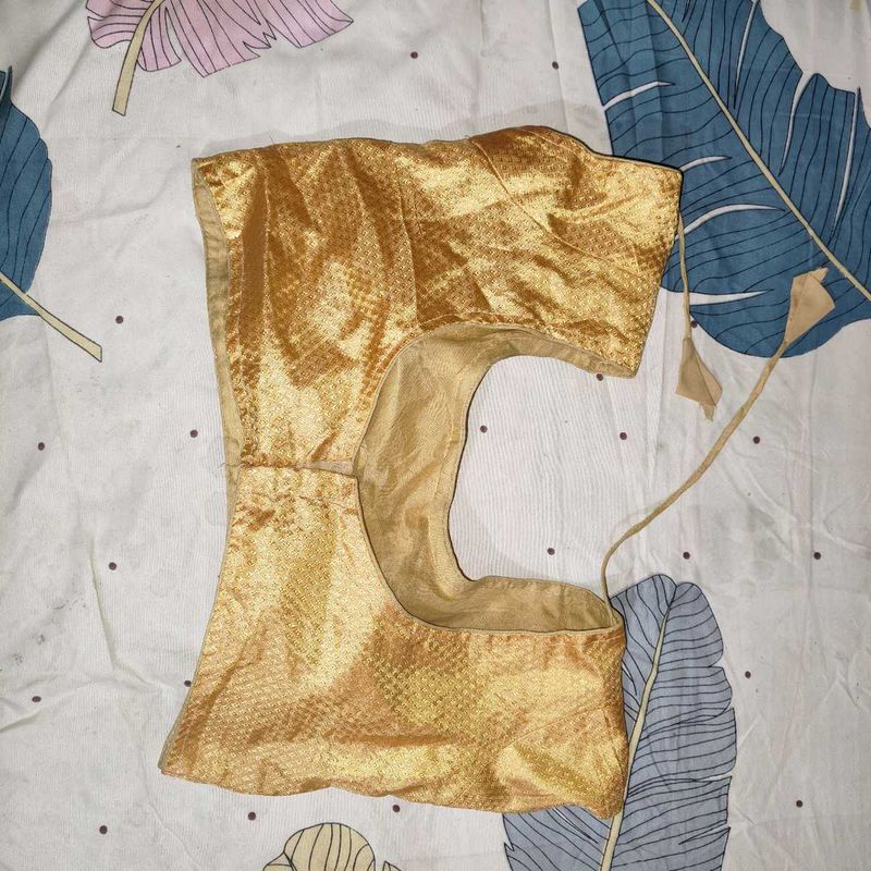 Golden Readymade Saree Blouse