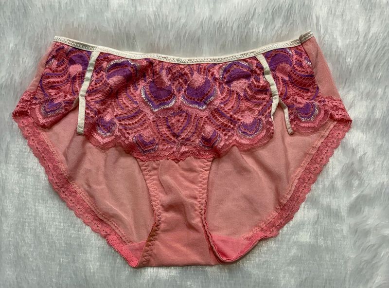 Pink Lace Trim Briefs