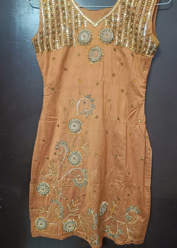 Embellished Golden Brown Kurta
