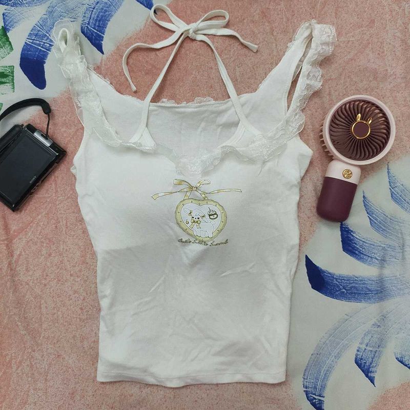 Cute Graphic Padded Tank Top