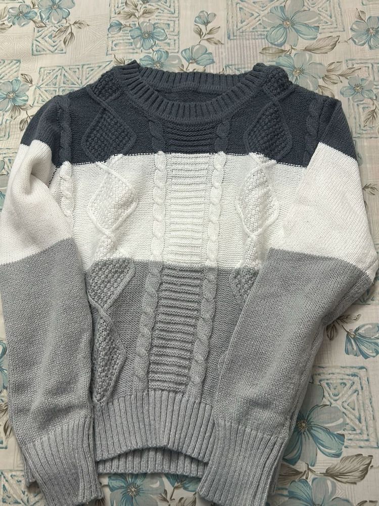 Cozy Colorblock Cable Knit Sweater