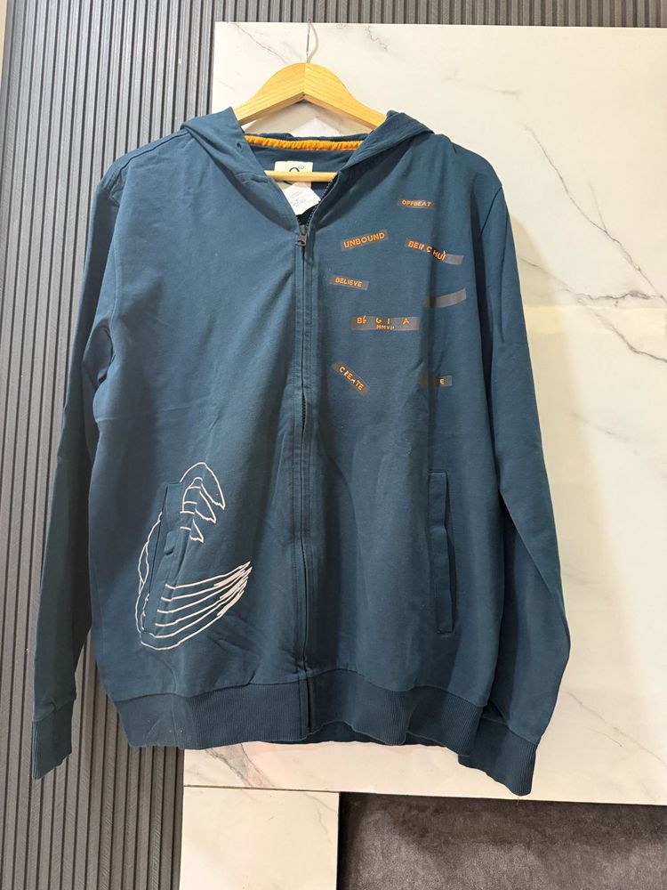 Men's Blue Zip-Up Hoodie Jacket