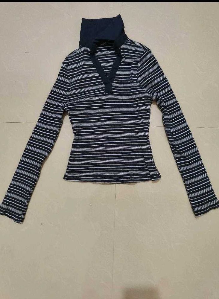 Striped Turtleneck Long Sleeve Top