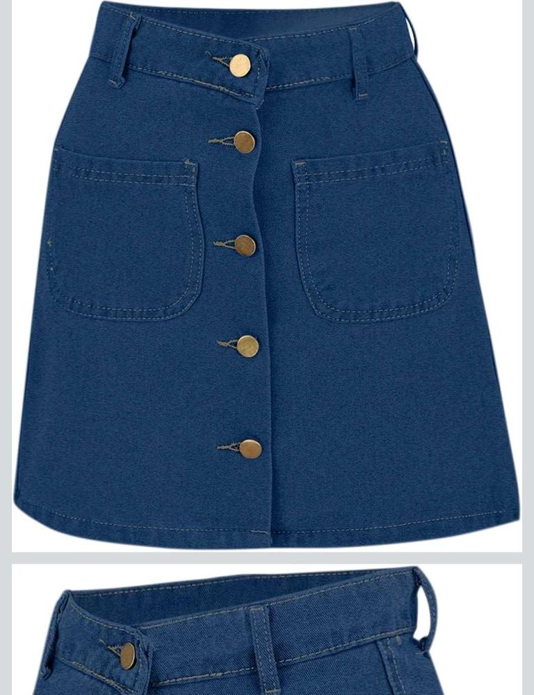 Classic Blue Denim A-Line Skirt