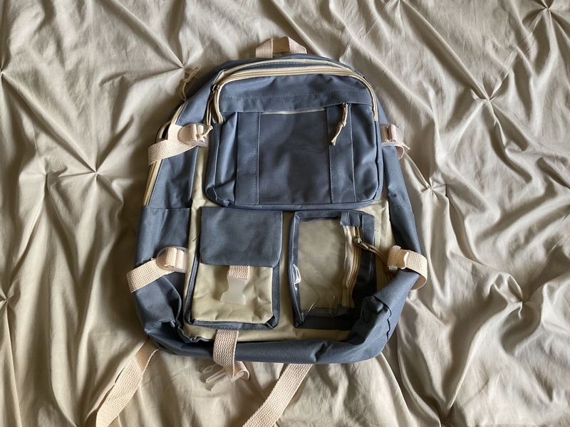 Stylish Blue &amp; Beige Backpack