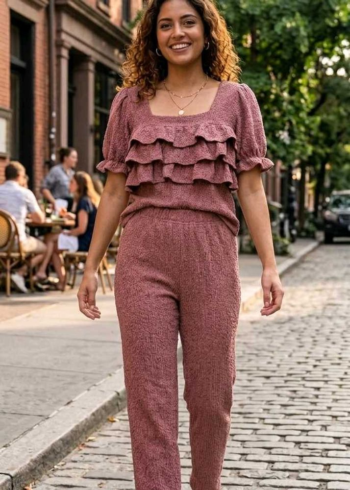 Ruffled Detail Top and Bottom ❤️