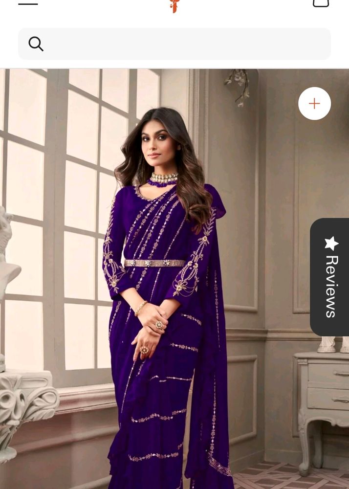 Purple Ready To Wear Georgette Heavy Saree
