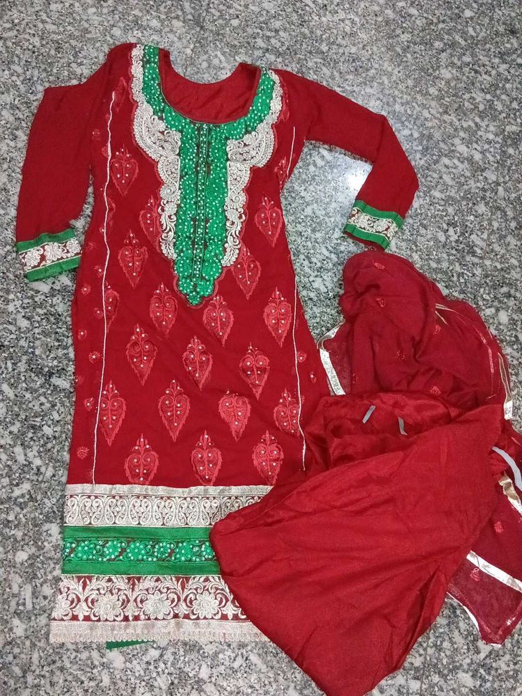 Embroidered Patiala suit