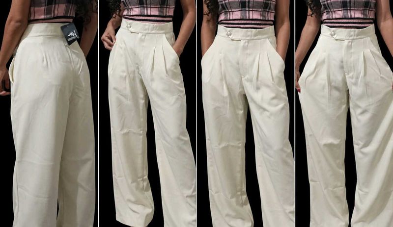 Pleated High-Rise Flowy Pants