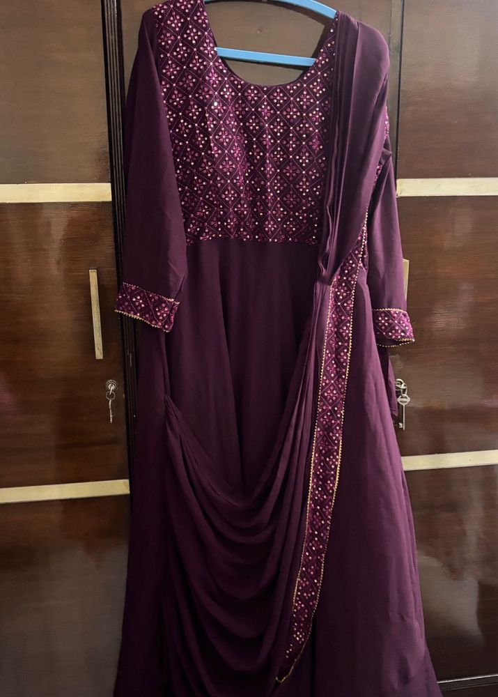 Elegant Purple Embellished Gown