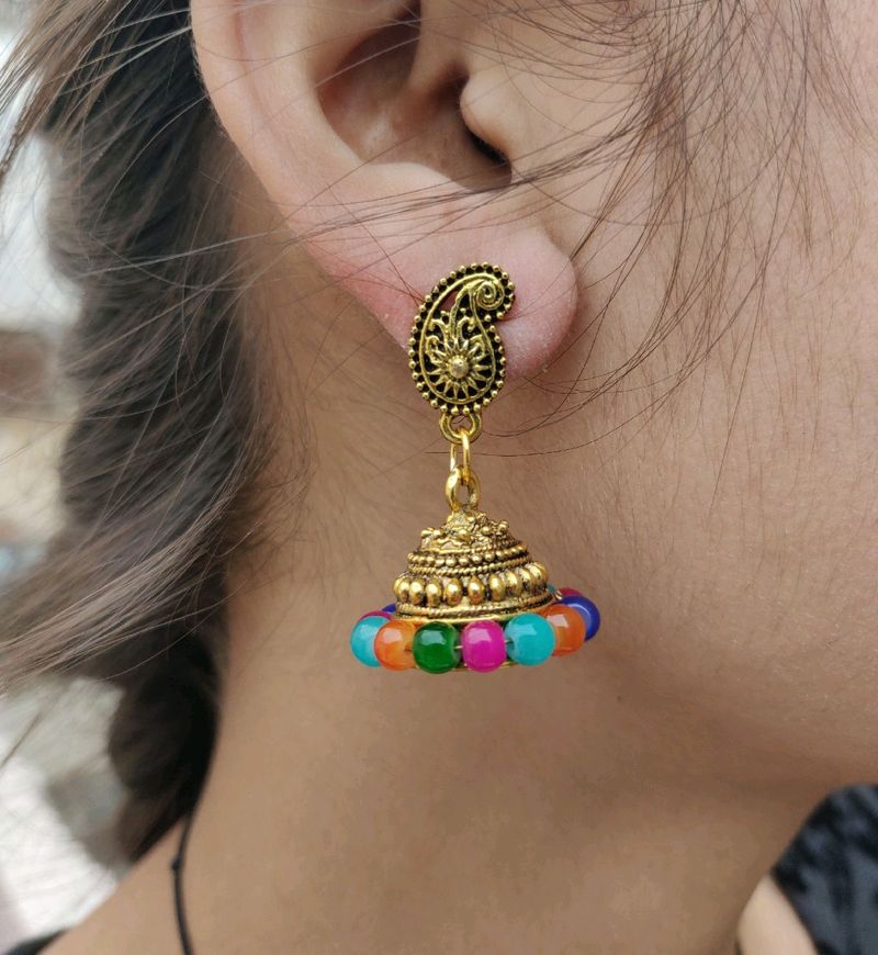 Multi Colour Jhumka Earrings