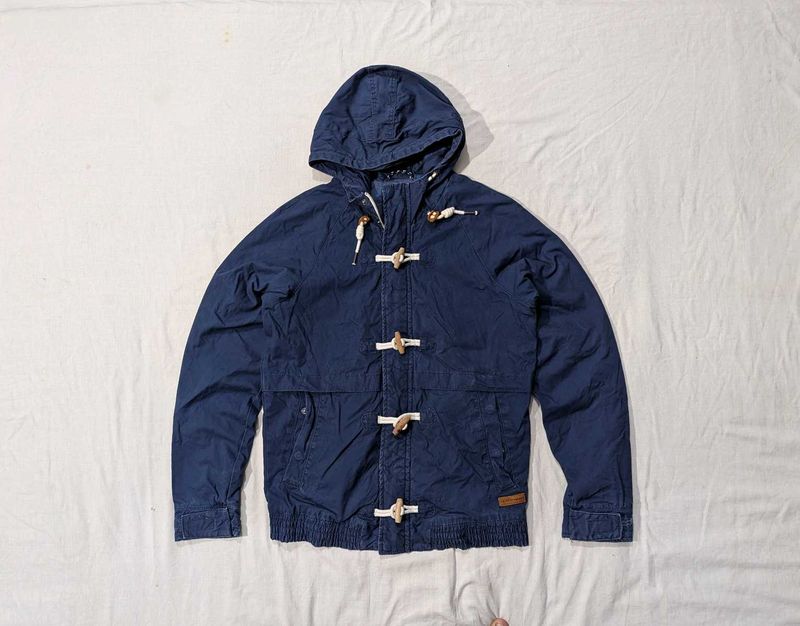 Men's Blue Duffle Hooded Jacket