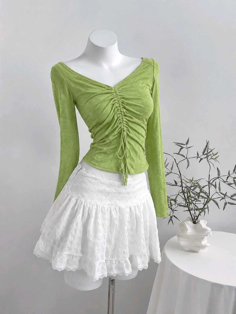 Ruched Front V-Neck Top